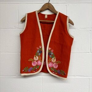 Hungarian Embroidered Folk Art Vest Hippie Style